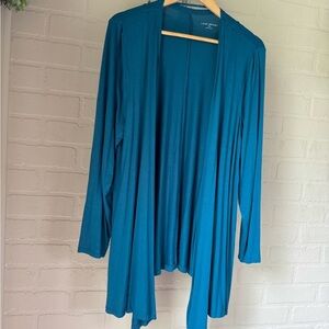 Lane Bryant cardigan green Blue teal Draped NEW 18 20 size stretch long sleeve